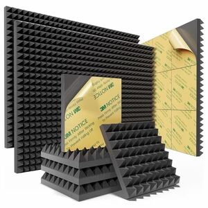 Sonicism Soundproof Wall Panels Self-Adhesive Pyramid 20,3" X 12" X 12" (Black)